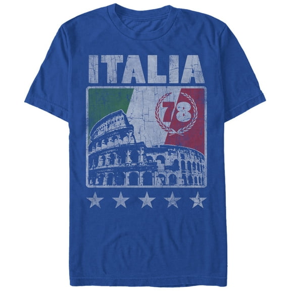 Men's Lost Gods Italy Flag Colosseum  Graphic Tee Royal Blue Large