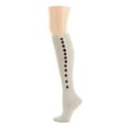 thumbnail image 2 of MeMoi Buttonlap Chunky Knit Knee High Socks - Womens - Female, One Size, Dark Gray, 2 of 2
