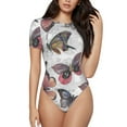 thumbnail image 2 of Picia Vintage Butterflies Womens One Piece Swimsuits Modest Tummy Control Bathing Suits Lace Up Slimming Swim Suit-Small, 2 of 9