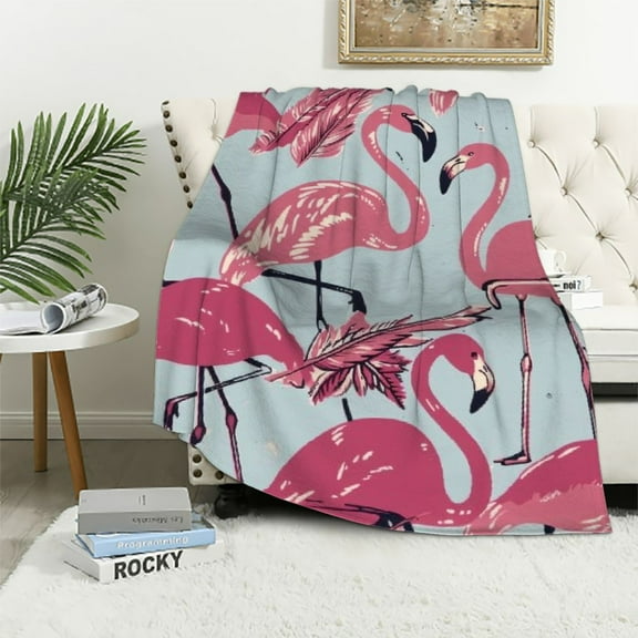 Qinduosi Cute Pink Flamingo Blanket Flamingos Throw Blankets Soft Throws Gifts for Adult Women Bed for Living Room Bedding Decor in