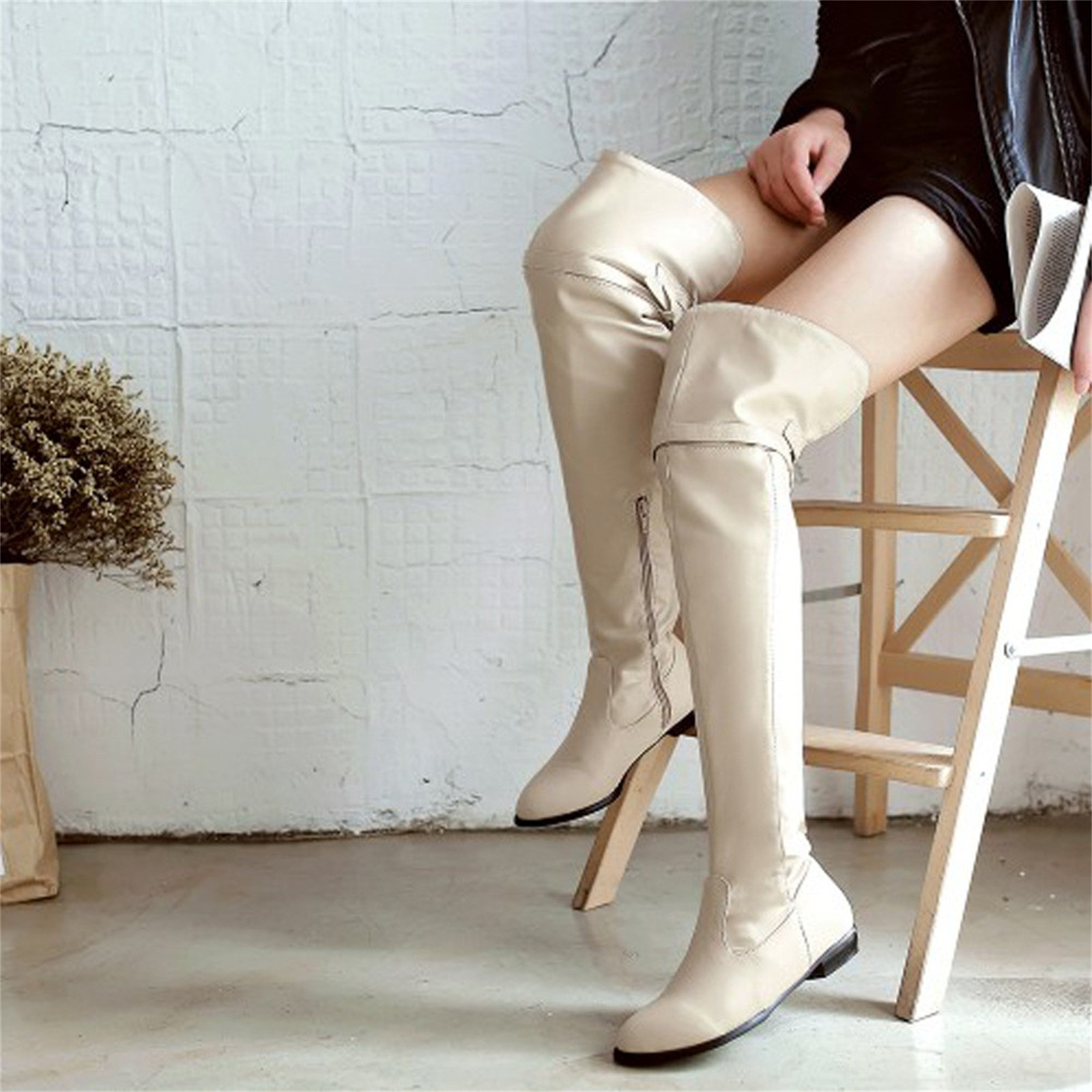 Bottes Femme Grandes Tailles - Mollet Large - Talon Haut - Daim Marron - Taille 38
