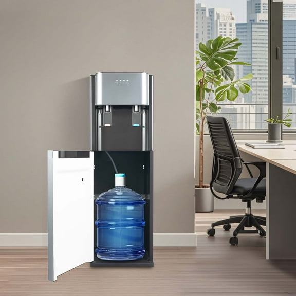 Bottom Load Water Dispenser with Hot & Cold Function – 5.28 Gallon Capacity, Stainless Steel Tank, Safety Lock, Quiet Operation, 110V Floor Standing Cooler