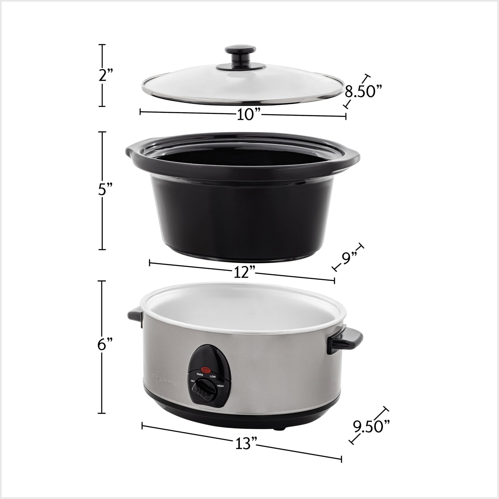 ICOOK Slow Cooker 3.5 Quart USC-351-OG,Dishwasher Safe Crock/Ceramic inner  pot and Glass lid,Small Slow Cooker,Oval Shape,White