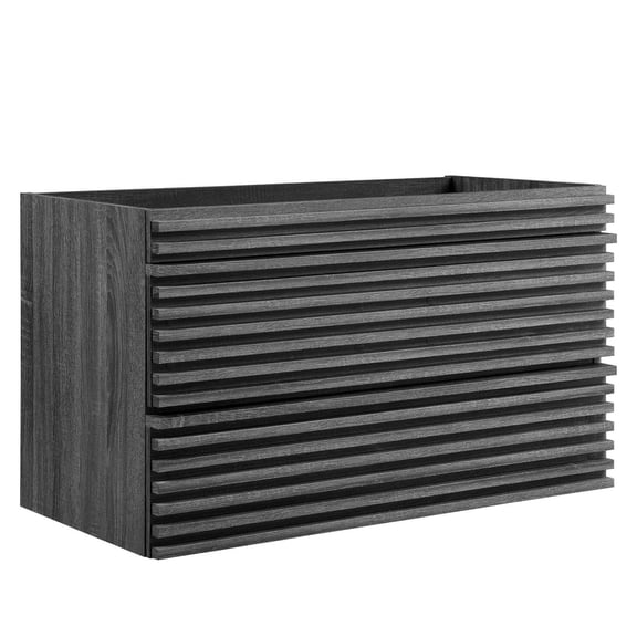 Pemberly Row 35" MDF Wood Wall-Mount Bathroom Vanity Cabinet in Charcoal