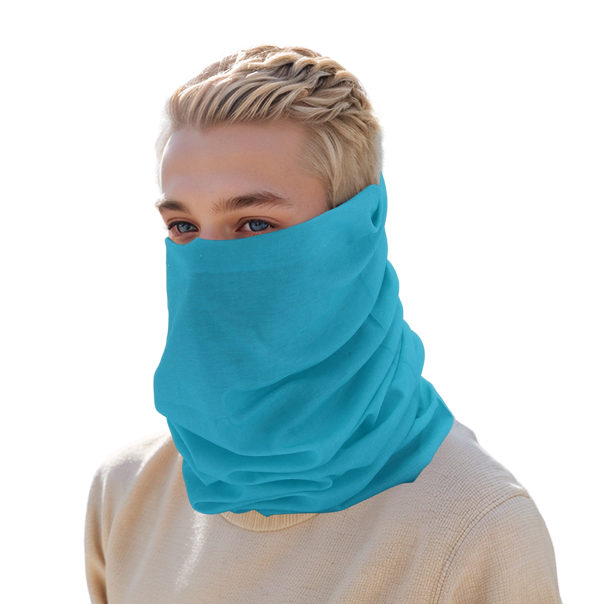 Unique Bargains Multi-function Face Scarf Mask 1 Pc Light Blue
