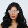 thumbnail image 4 of Worgeous  Fashion Accessory Heart Shape Glasses Shaped Rimless Sunglasses Woman Pink, 4 of 8
