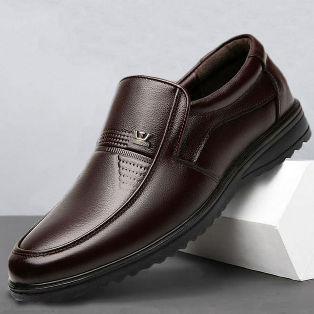 Zapatos casuales de cuero para hombre suela suave superficie suave antideslizantes transpirables zapatos de cuero suave para hombre Walmart en linea