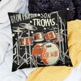 thumbnail image 2 of BANET  Music Rock Drums Typography Design Throw Pillow Covers Decorative Pillowcase Square Cushion Cases for Home Sofa Bedroom Livingroom 20x20in, 2 of 5