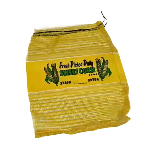 Mesh Corn Bags (6 Ear)- Easy Carry with Cinch Closure - White & Yellow - 12"x16" - 100 Ct