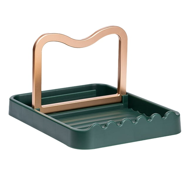 uhnmki Spoon Rest with Lid Holder Heat Pot Lid Rest Multifunctional Spatula Holder While Cooking for Stovetop And Kitchen Counter Grey\green ABS Gold Spraying
