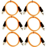 Seismic Audio SAXLX-3, 6 Pack of Orange 3 Foot XLR Patch Cables