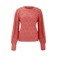thumbnail image 4 of Red Sweatshirt for Women's Solid Color Hairball Sweater Loose Long Sleeved Crew Neck Pullover Sweater Women Fall Clothes, 4 of 6