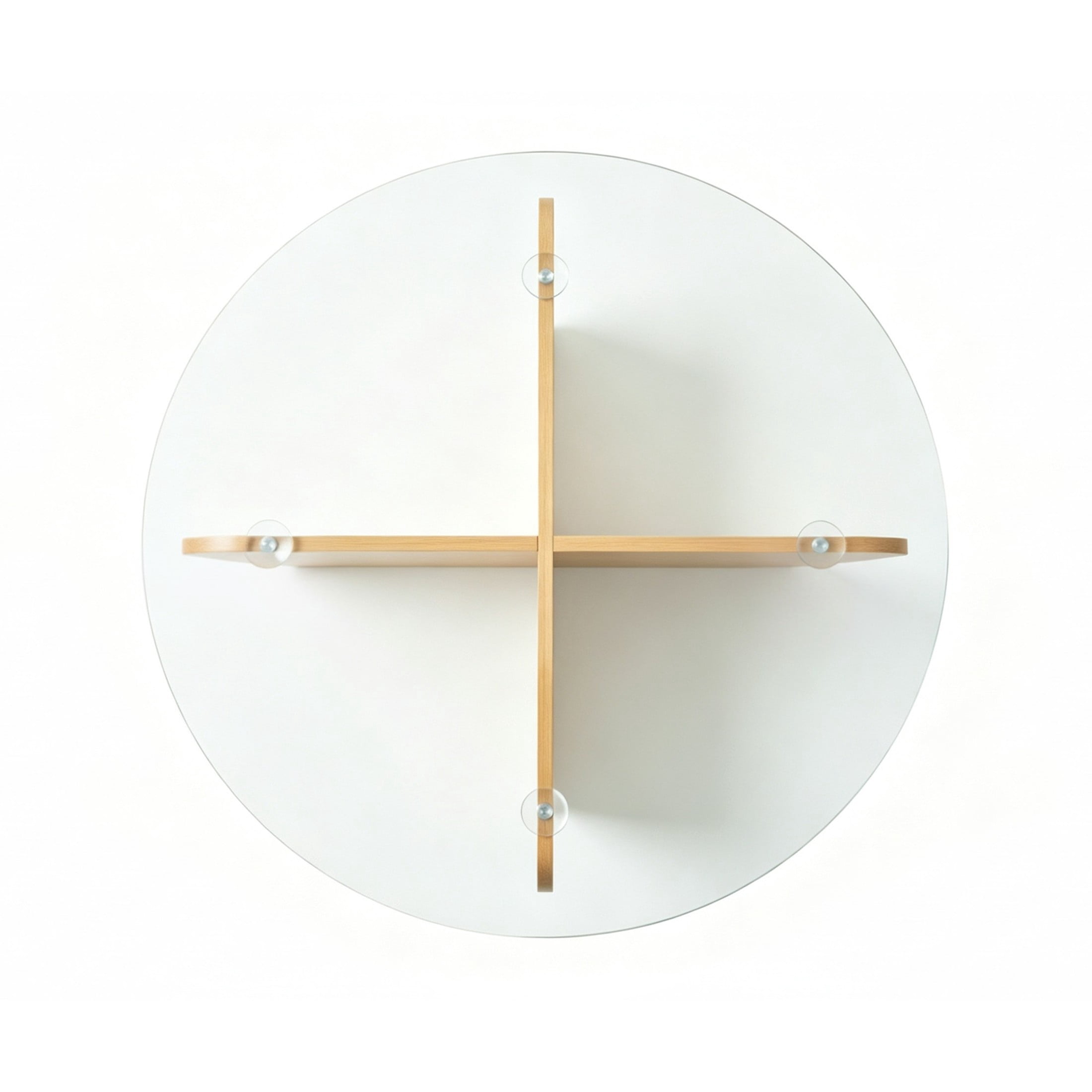 Christopher Knight Home 29.5" Round Coffee Table with Modern Cross Base, Tempered Glass Top, Blonde Oak
