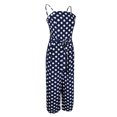 thumbnail image 4 of Mono de verano con tirantes finos y lunares para mujer, mono informal de pierna ancha Sunnimix Mono de pierna ancha de mujer, 4 of 8