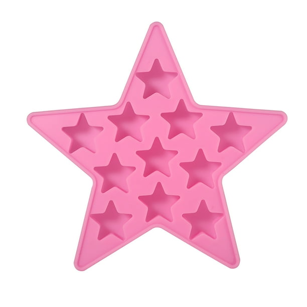 Bandeja de silicona para cubitos de hielo con forma de estrella de cinco puntas, molde para congelar, herramientas para fiestas en bares y clubes (rosa)