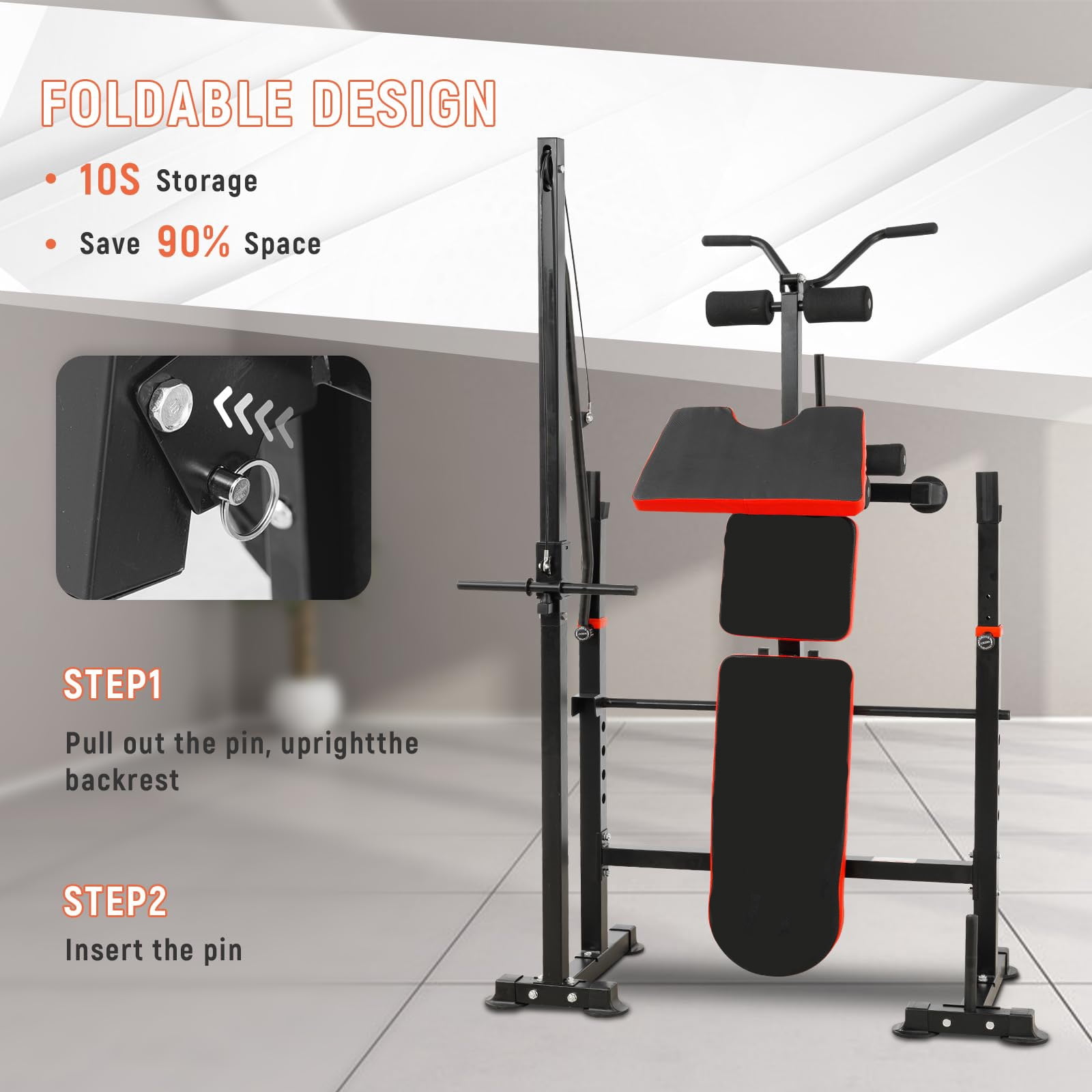 1500LBS 8 in 1 Olympic Weight Bench Set with  Leg Extension and Squat Rack, Adjustable Bench Press Set for Home Gym Full Body Strength Training