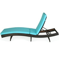 Spaco Outdoor Chaise Lounge, Outdoor Lounge Chair,Patio Folding Adjustable Rattan Chaise Lounge Chair with Cushion-Turquoise