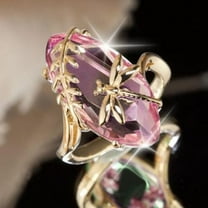 KDSJSXW Womens Wedding Bands Fashion Simple Gold Pearl Diamond Zircon Ladies Ring Joint Ring Jewelry Womens Jewelry Crystal Rings Womens Wedding Bands(Pink,10)