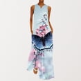 thumbnail image 1 of SMihono Robe Maxi Bohème d'Été pour Femmes Grande Taille Mode d'Été pour Femmes Imprimée à Col en V Sans Manches à Enfiler avec Poches Robe de Plage Évasée Robe Soleil, 1 of 5
