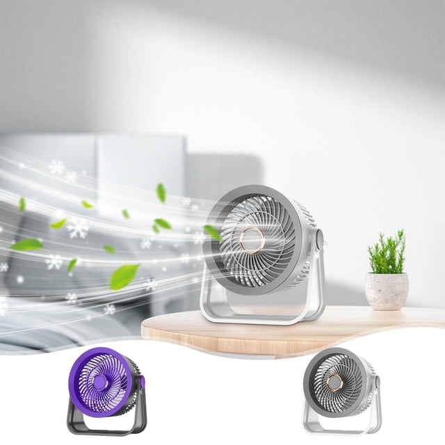 Jiaeri Desktop USB Fan,High Speed Air Circulation Fan,Small Portable Fan with Soft LED Light,3 Speeds & Night Light,Quiet Desk Fan for Home Office Bedroom,2000mAh Rechargeable Mini Fan