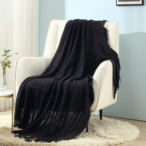Manta Suave de Primavera Verano CREVENT 50''X60'' Negro Oscuro