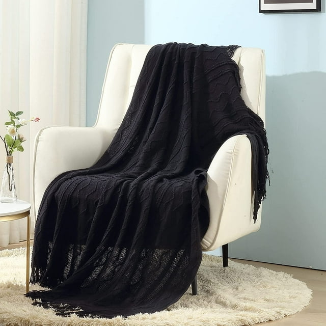 Manta Suave de Primavera Verano CREVENT 50''X60'' Negro Oscuro