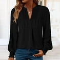 thumbnail image 5 of Tops for Women Long Sleeve V-Neck Solid Casual Loose Lace Patchwork Blouse Black L, 5 of 6