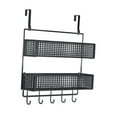 thumbnail image 2 of Colgador de puerta con cesta de malla, toallero para sombreros, cocina y dormitorio negro, 2 of 9
