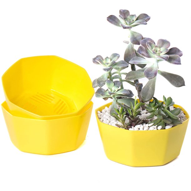 3 Pack Grey Flower Pots Outdoor Indoor Garden Planters, Plant Containers with Drain Hole, Plant