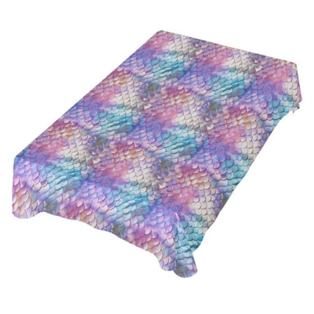 

JSTEL Rainbow Mermaid Table Cloth Square 60 x 60 Inch Tablecloth Anti Wrinkle Table Cover for Dining Kitchen Parties