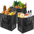 thumbnail image 7 of 2 Pack Black Shopping Bags, Reusable Shopping Bag Grocery Bag Tote Bag, Foldable, Washable, Stands Upright, Reinforced Bag with Small Hook for Life, Family, Holiday, Picnic, Camping, 7 of 7