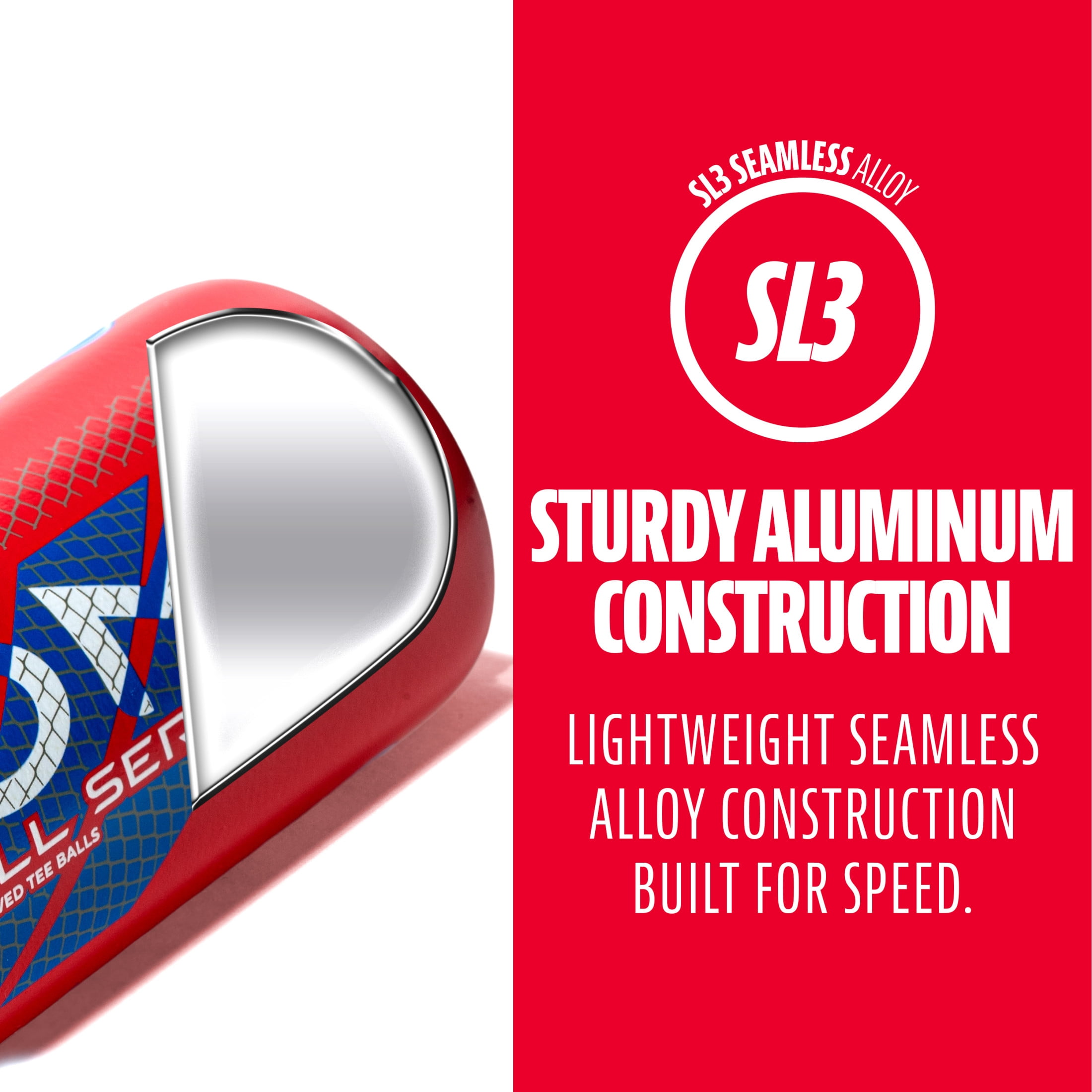 Franklin Sports Venom 1300 Youth Aluminum Teeball Bat, 26 in/13 oz, Drop -13, Red