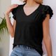 thumbnail image 2 of Gibobby Camiseta de manga corta para mujer Top verano para mujer, camiseta holgada informal manga corta plisada con cuello en V Color sólido, camiseta con man(Negro,XL), 2 of 4