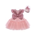 thumbnail image 3 of Qiylii Girl Banquet Dress, Sequins Lace Tutu Dress+Bow-knot Headdress, 3 of 5