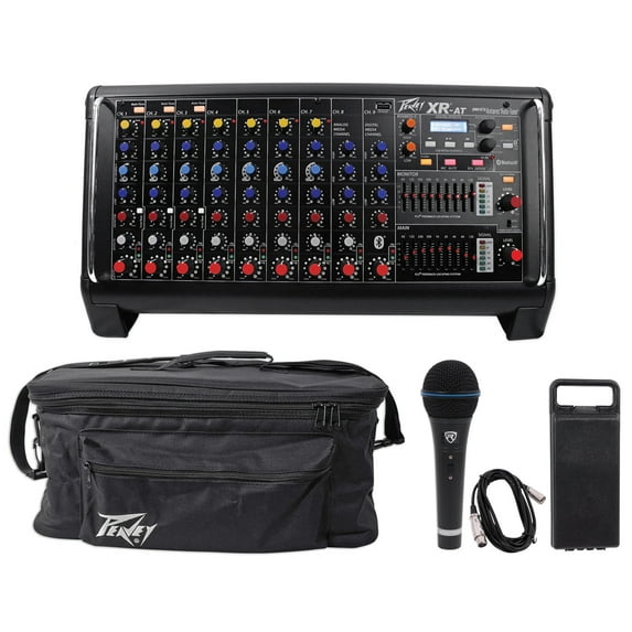 Peavey XR AT 1000w Powered 9 Channel Mixer w/ Bluetooth+AutoTune XRAT+Bag+Mic