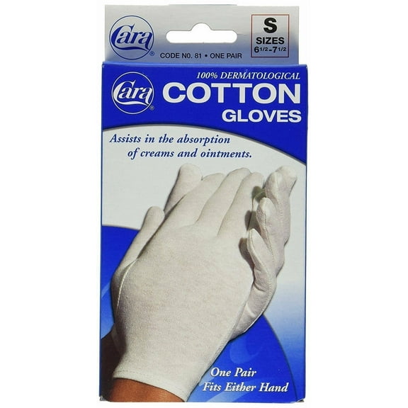 Cara 100% Cotton Gloves Hemmed & Chain Stitched, Small, 1 Pair, 3-Pack