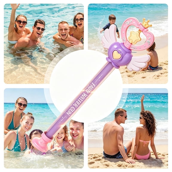 Water Squirter Magic Wand, Pull-Out Fairy Water Wand with Spinning Spray, Long Range Outdoor Water Toy for Beach Backyard Garden Summer Play