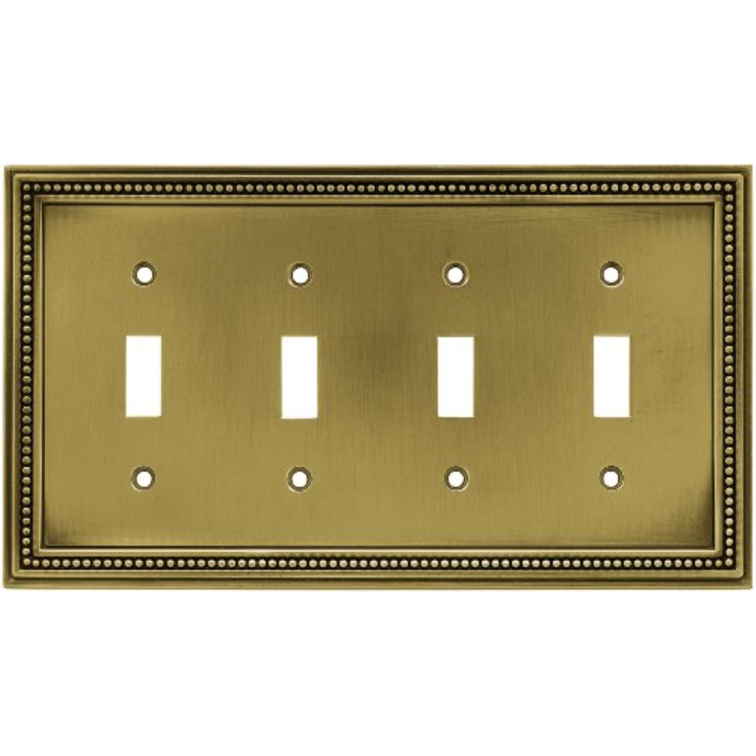 BRAINERD 64773 Beaded Quad Toggle Switch Wall Plate/ Cover, Tumbled