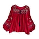 thumbnail image 2 of Tops bordados para mujer, jersey floral, elegantes, casuales, bohemios, sueltos Rojo, 2 of 9