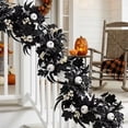thumbnail image 5 of 3.28Ft Artificial Black Halloween Garland Decorated with White Pumpkins and White Berries, Bendable Gothic Fall Vine for Mantel, Stair, Front Door, Table Arch Indoor Home Festival Ornament, 5 of 5