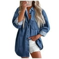 thumbnail image 2 of Denim Shirts for Women 2025 Fall Winter Long Sleeve Button Down Collared Casual Jean Shirt Blouse Tops, 2 of 6