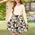 thumbnail image 2 of Abcomgle Girls Fall Dress Size Kids Casual A-Line Long Sleeve Girls T-Shirt Dresses Vintage Floral Print Crew Neck Girls Skater Dress Basic Swing Dresses for 4-14t Kids 9-10 Years,Khaki, 2 of 5