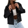 thumbnail image 2 of Fartey Womens Cropped Shackets Jackets Wool Blend Jacket Coat Dressy Casual Button Down Lapel Jacket 2025 Fall Winter Long Sleeve Overcoat, 2 of 7