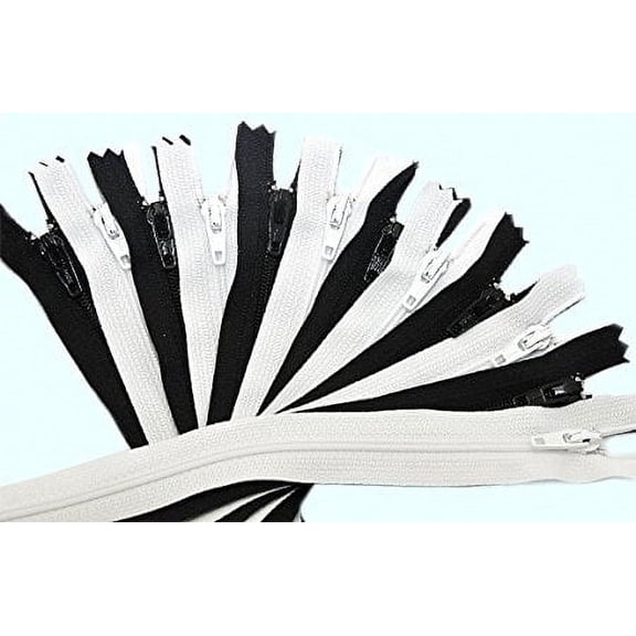 ZipperStop Wholesale Authorized Distributor YKK® 12" Zipper YKK #3 Skirt & Dress ~ 6 Black and 6 White (12 Zippers / Pack)