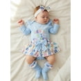 thumbnail image 5 of BemeyourBBs Newborn Baby Girl My 1st Easter Outfit Long Sleeve Letters Romper with Eggs Print Ruffle Skirt Set Headband Socks 4pcs Spring Easter Clothes, 5 of 9