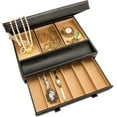 thumbnail image 4 of Stock Your Home Mens Valet Tray, Men's Jewelry Box, Night Stand Organizers and Storage, Bedside Table Organizer, Watch Box for Dresser, Faux Leather (Black & Beige), 4 of 7