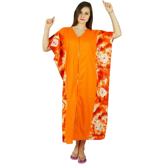 Bimba Womens Cotton Kaftan Long Pannel Kimono Caftan Elastic Waist Night Wear