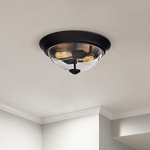 Prominence Home 13” Flush Mount Indoor Glass Ceiling Light, Madalyn, 51379-01, Bronze