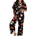 thumbnail image 2 of Christmas Pajamas Women's Two-Piece Christmas Pajamas short sleeves Button Shirt and Pants Set Home Clothes, 2 of 8