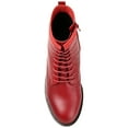 thumbnail image 4 of Journee Signature Womens Genuine Leather Natara Round Toe Stacked Combat Booties, 4 of 8